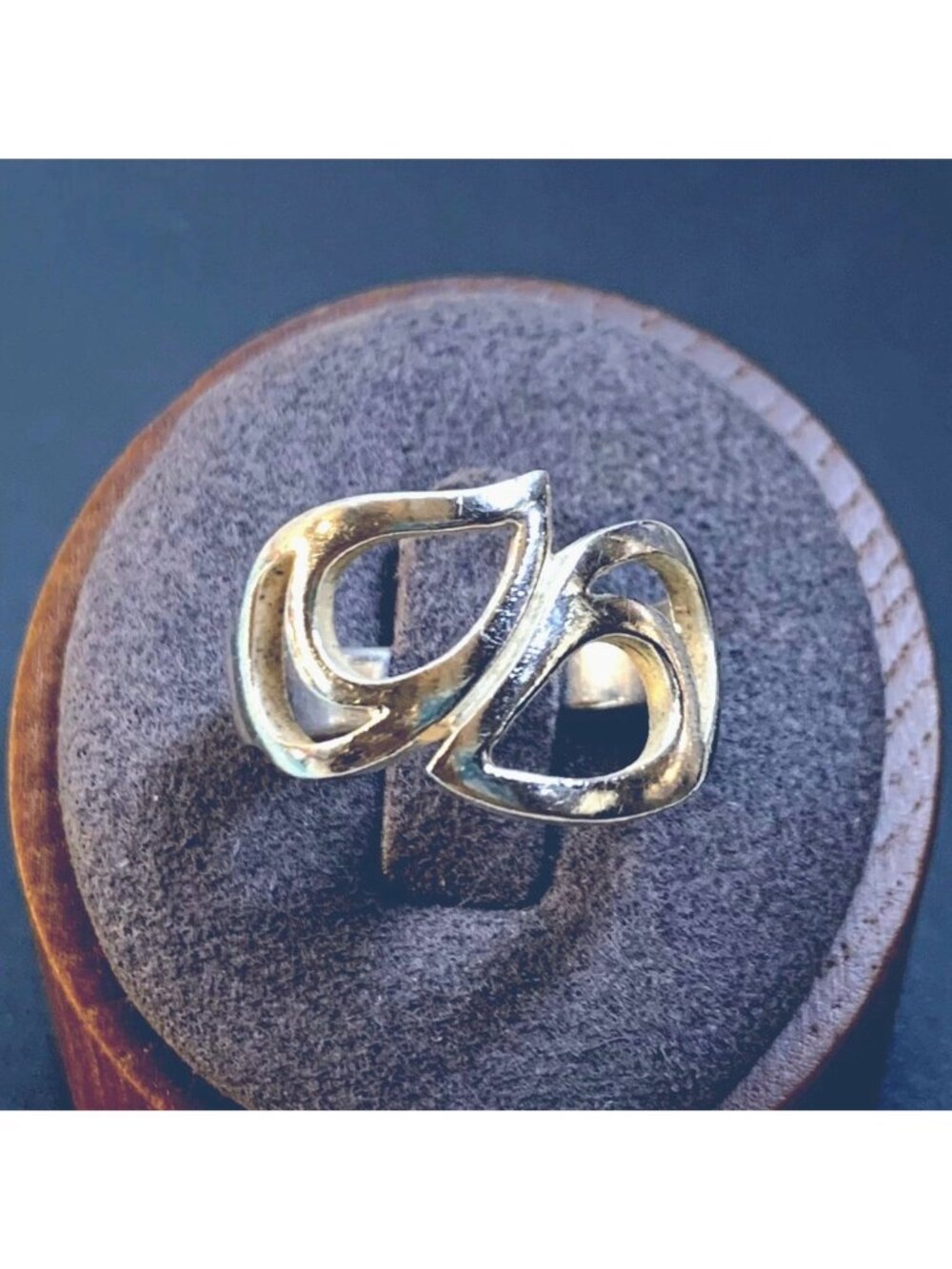 Double Teardrop Design Sterling Silver 925 Bypass Statement Ring Size 8.25